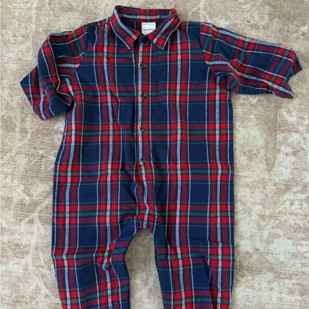 Hanna Andersson Plaid 18-24m One Piece - Red and Blue